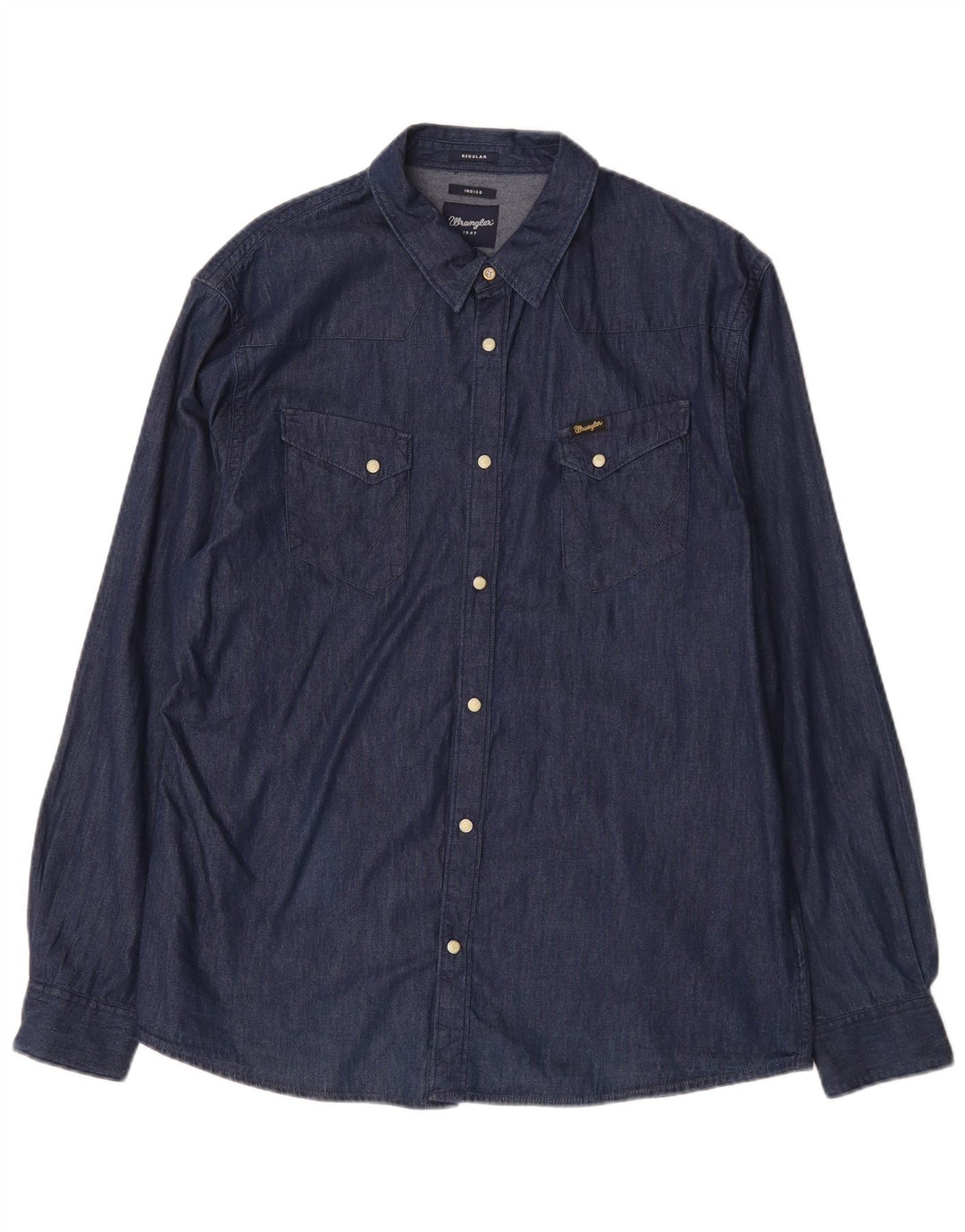 Cămașă din blugi pentru bărbați Wrangler, cu formă regulată, XL, bumbac bleumarin
