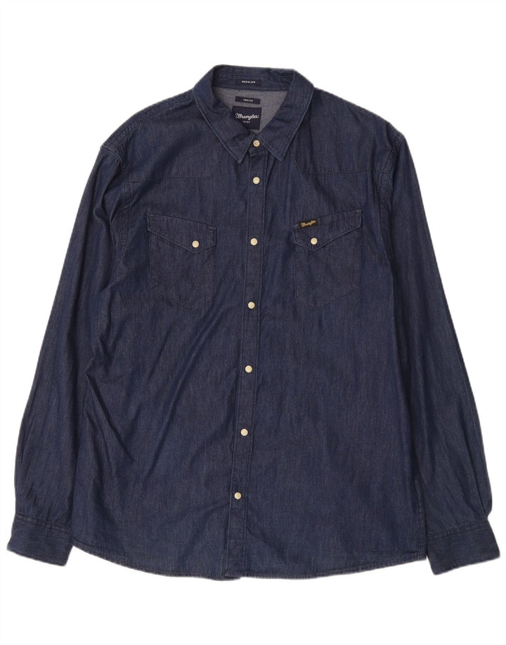 Cămașă din blugi pentru bărbați Wrangler, cu formă regulată, XL, bumbac bleumarin