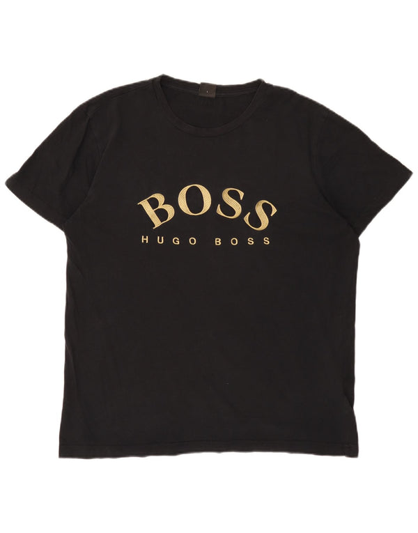 Tricou grafic pentru bărbați Hugo Boss Top mare din bumbac negru