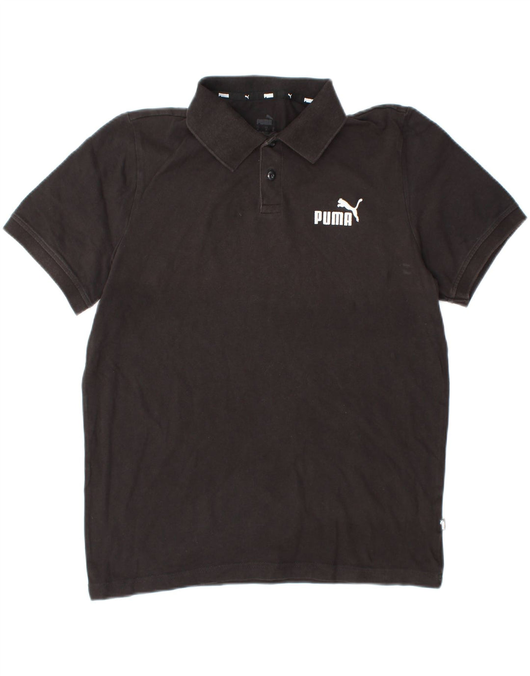 PUMA Mens Polo Shirt Medium Black Cotton