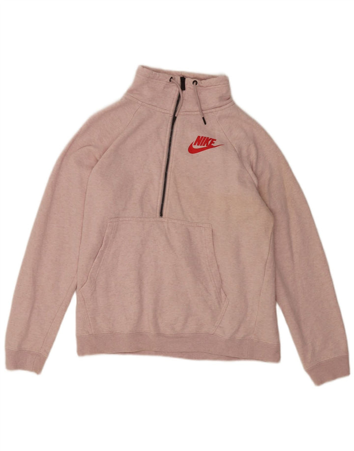 Pulover Nike pentru femei, supradimensionat, cu fermoar, cu gât, UK 14 Medium Pink Flecked