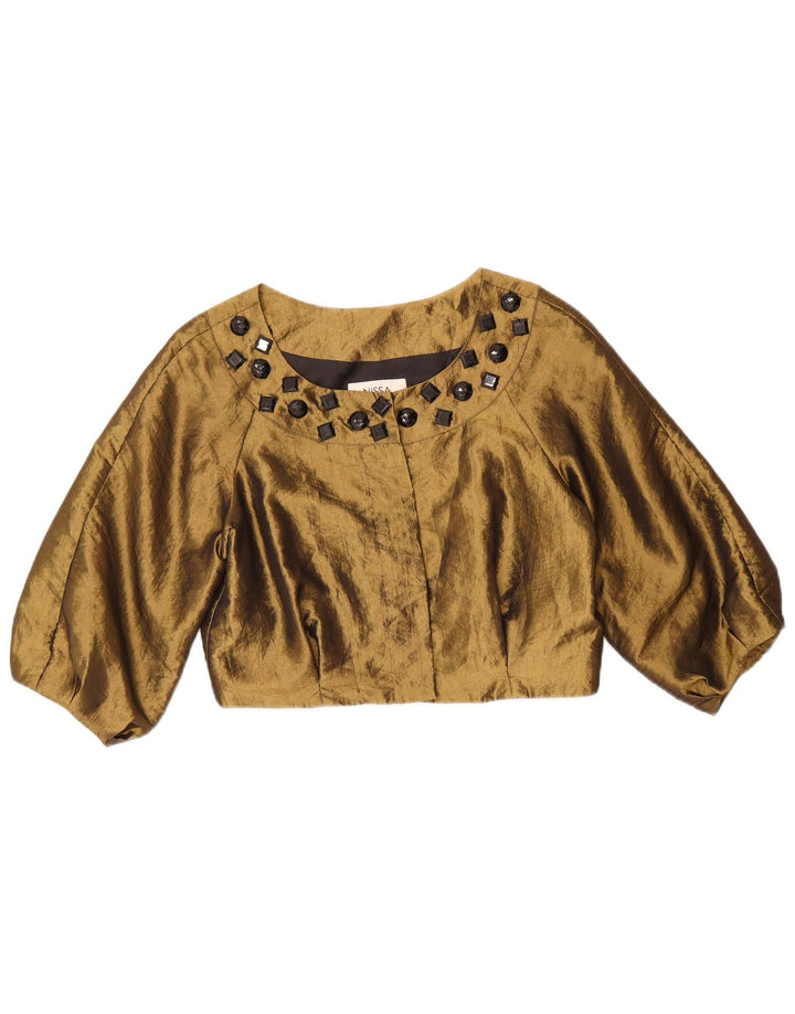 Top bolero pentru femei Nissa cu mâneci 3/4 EU 40 Poliester kaki mediu