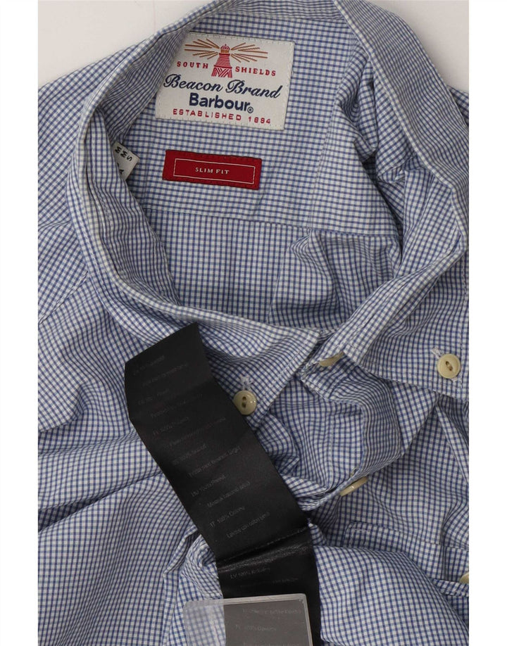 Cămașă Barbour pentru bărbați, slim fit, albastru mediu, bumbac vichy