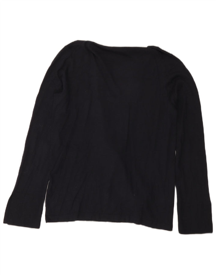 Pulover pentru femei Massimo Dutti cu gât șal, UK 12 Medium Bleumarin