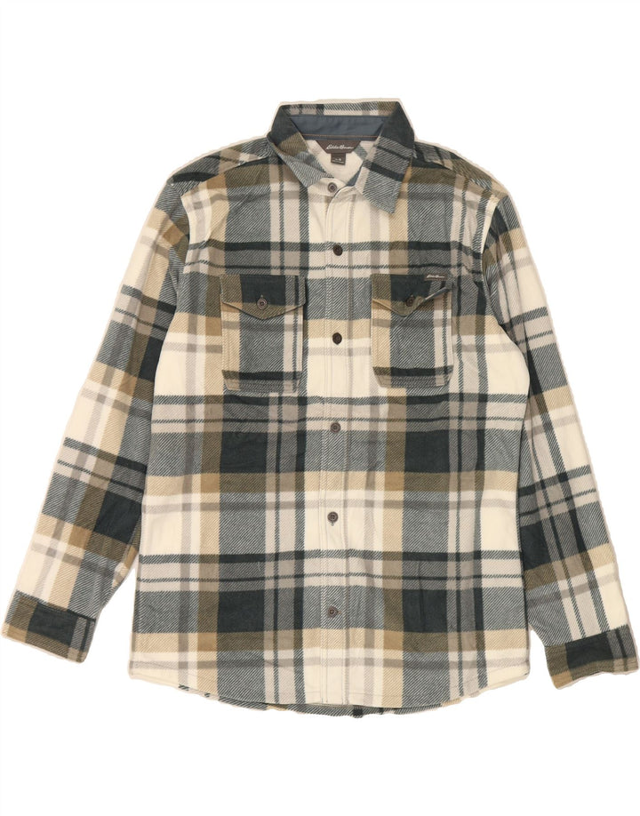 EDDIE BAUER Mens Fleece Shirt Medium Multicoloured Check Polyester Vintage Eddie Bauer and Second-Hand Eddie Bauer from Messina Hembry 