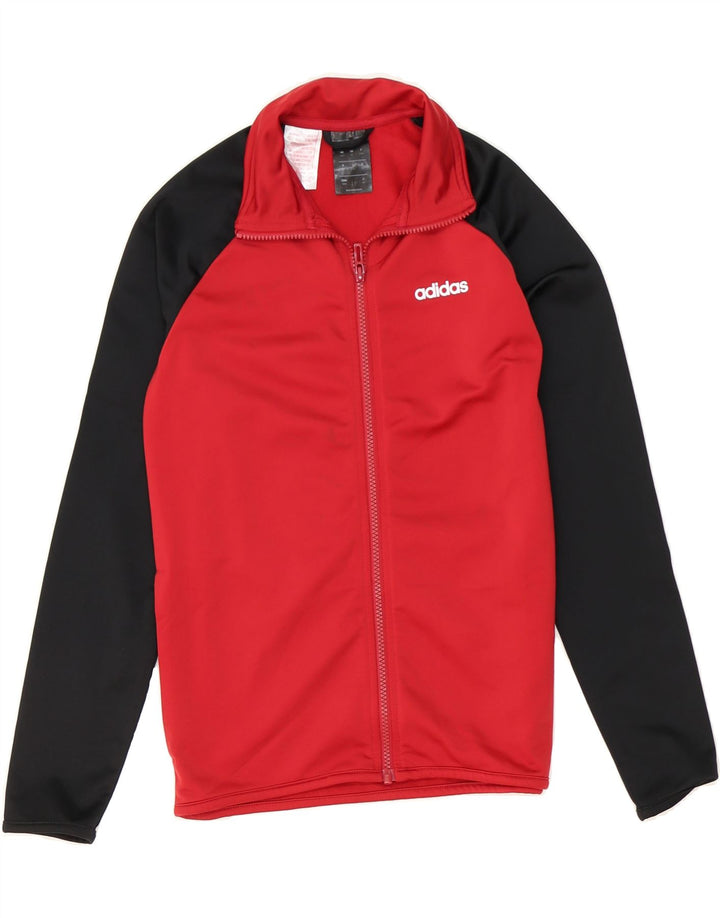 ADIDAS Boys Tracksuit Top Jacket 11-12 Years Red Colourblock Polyester Vintage Adidas and Second-Hand Adidas from Messina Hembry 