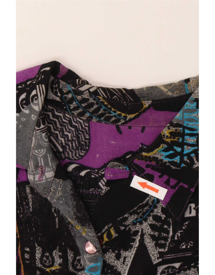 Cămașă Vintage pentru femei cu model abstract UK 14 Medium Multicolor