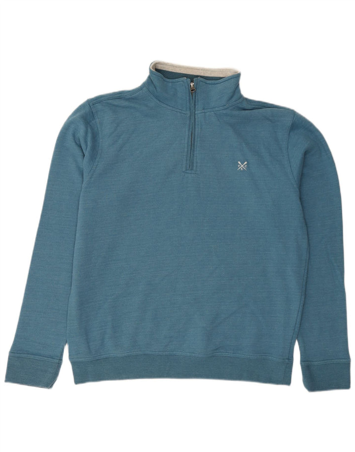 CREW CLOTHING Hanorac pentru bărbați cu fermoar și gât Pulover mare, albastru, bumbac