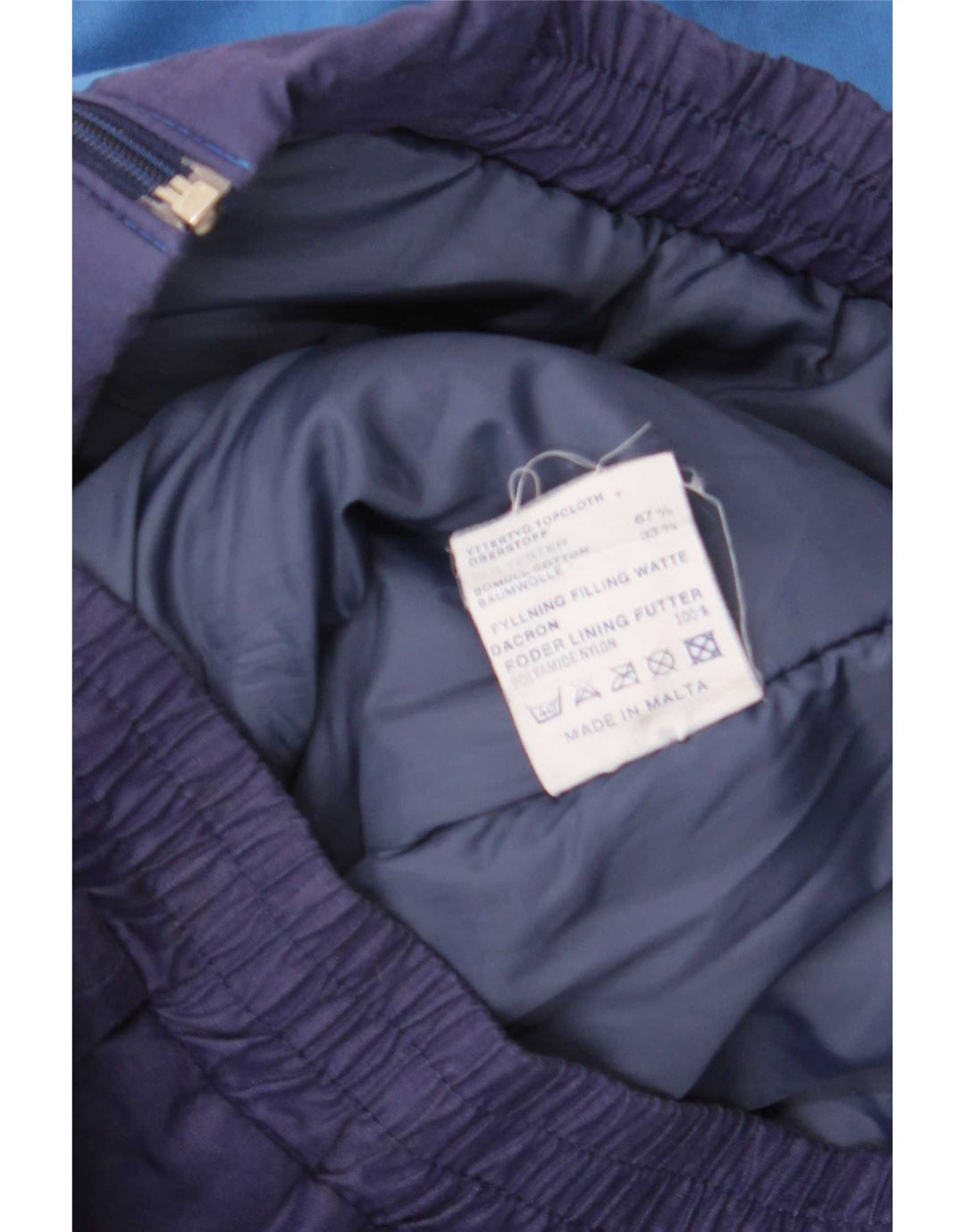 Bomber vintage pentru bărbați UK 40 mare, albastru bleumarin, poliester color bloc