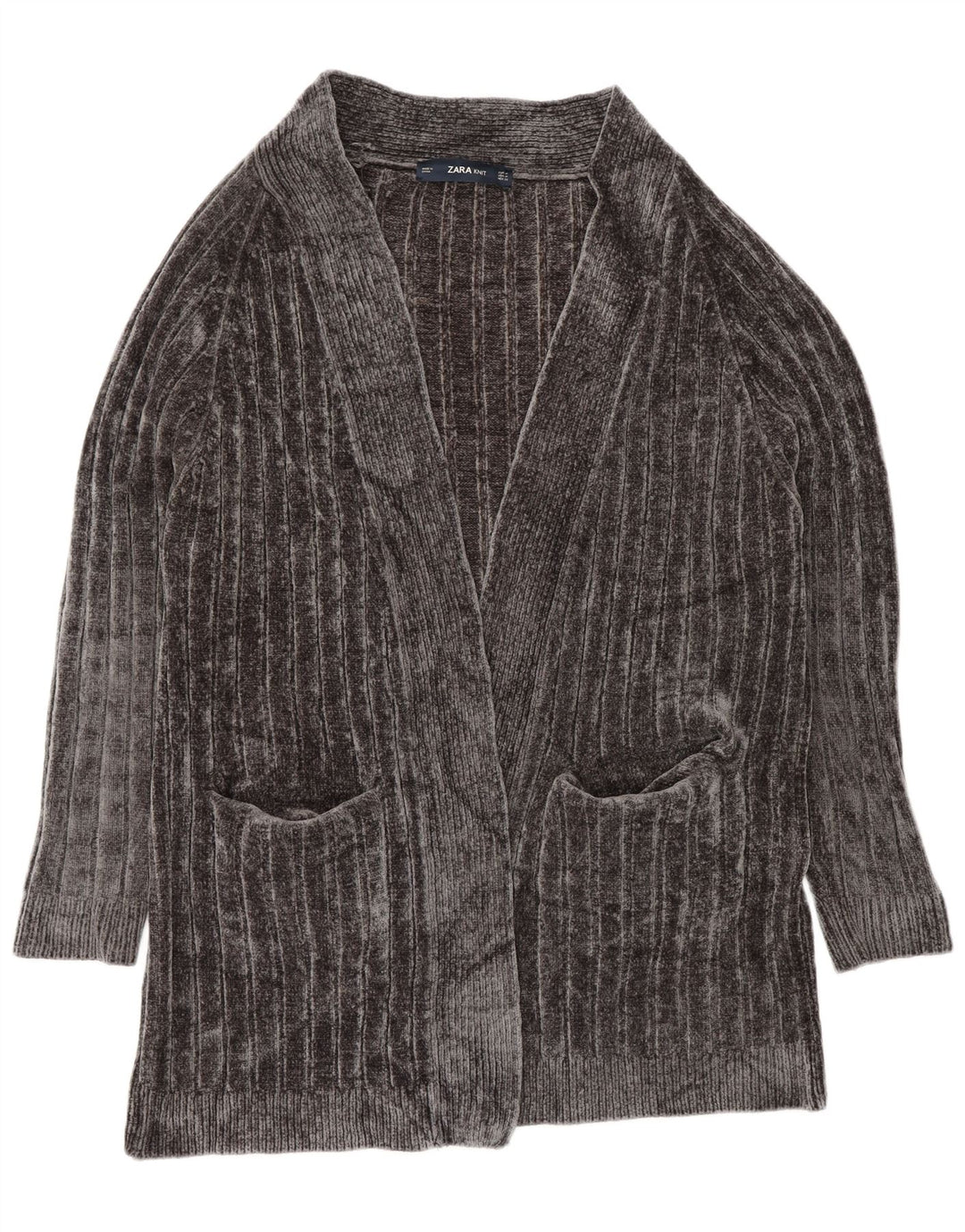 Pulover cardigan deschis supradimensionat pentru femei Zara UK 14, gri mediu