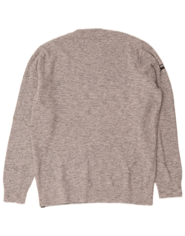 Pulover Superdry pentru bărbați cu gât roșu, XL, bumbac cu pete gri