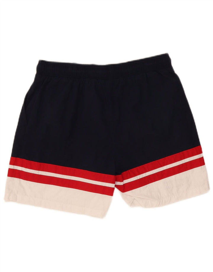 ELLESSE Mens Swimming Shorts Small  Navy Blue Colourblock Cotton