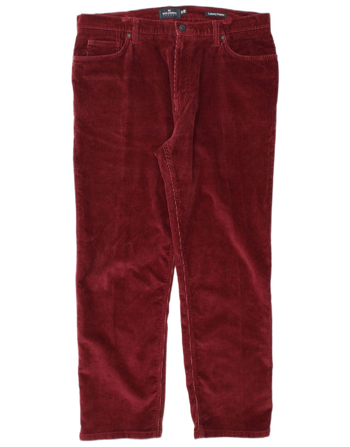 MARKS & SPENCER Pantaloni pentru bărbați Blue Harbour din velur W36 L29 Burgundy