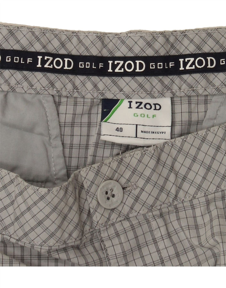 IZOD Mens Chino Shorts W40 XL Grey Check Cotton Vintage Izod and Second-Hand Izod from Messina Hembry 