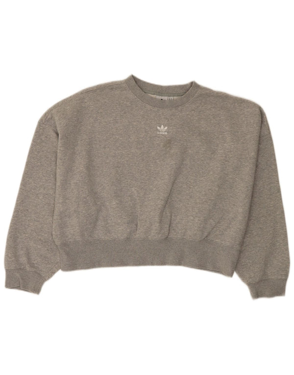Pulover supradimensionat pentru femei Adidas UK 10 Bumbac gri mic