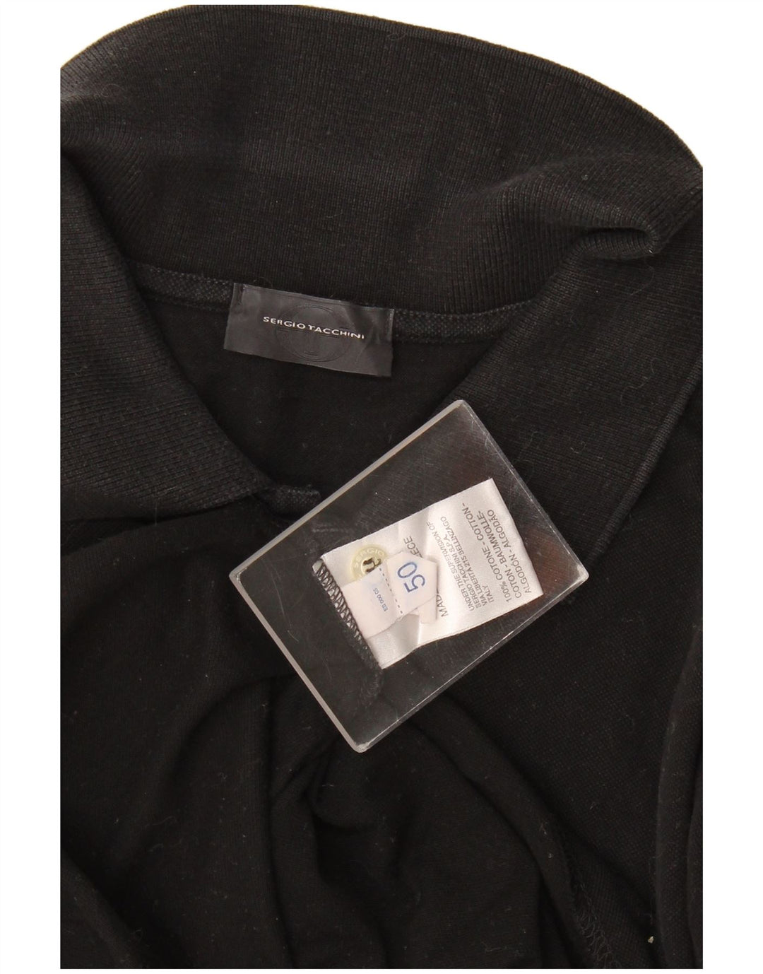 Cămașă polo cu mânecă lungă pentru bărbați Sergio Tacchini IT 50 bumbac mediu negru