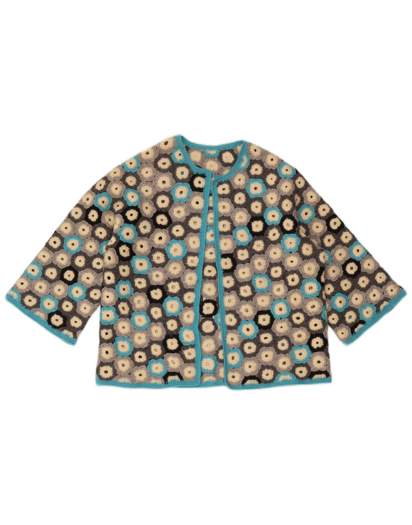 Pulover Vintage pentru damă cu mâneci 3/4 cardigan UK 8 mic multicolor