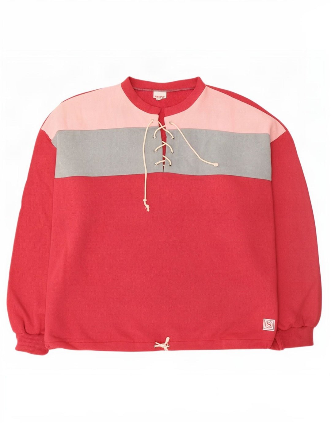 Pulover de hanorac supradimensionat vintage pentru femei UK 16 mare, roșu, bloc de culoare