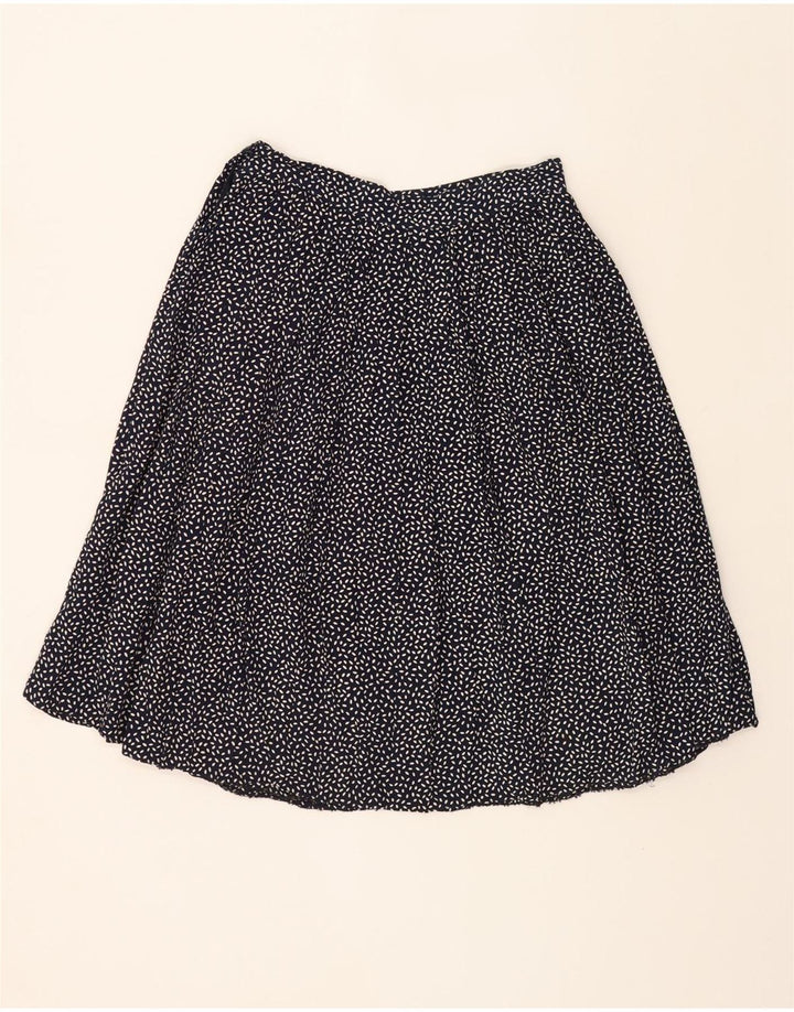 VINTAGE Womens Abstract Pattern A-Line Skirt IT 42 Medium W28 Navy Blue Vintage Vintage and Second-Hand Vintage from Messina Hembry 