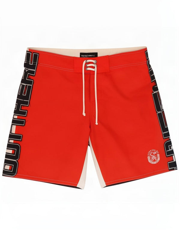 Scorpion Bay Mens Graphic Swimming Shorts Medium Red Colourblock Polyester