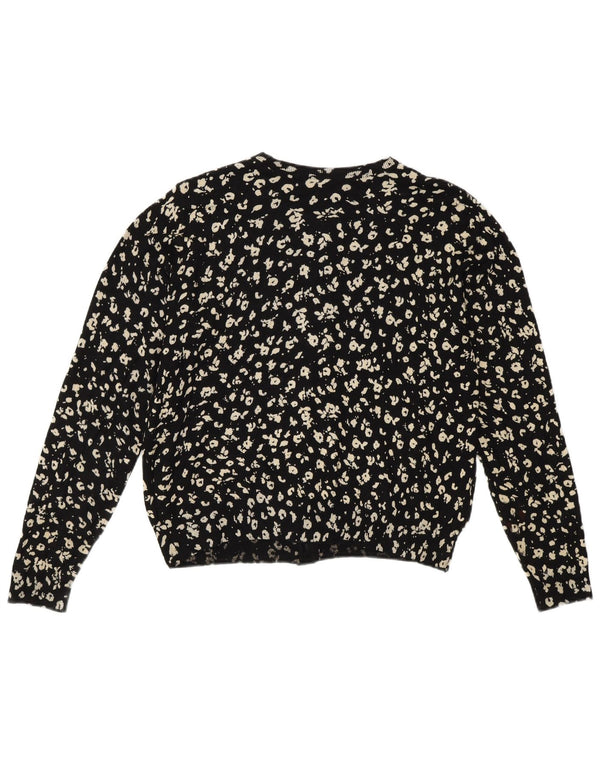 Marks & Spencer Pulover Crop Cardigan pentru Damă UK 16 Mare Negru Animal Print