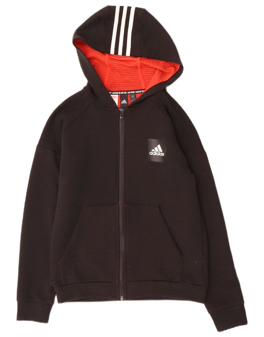 Adidas Boys Zip Hoodie Pulover 11-12 ani poliester negru