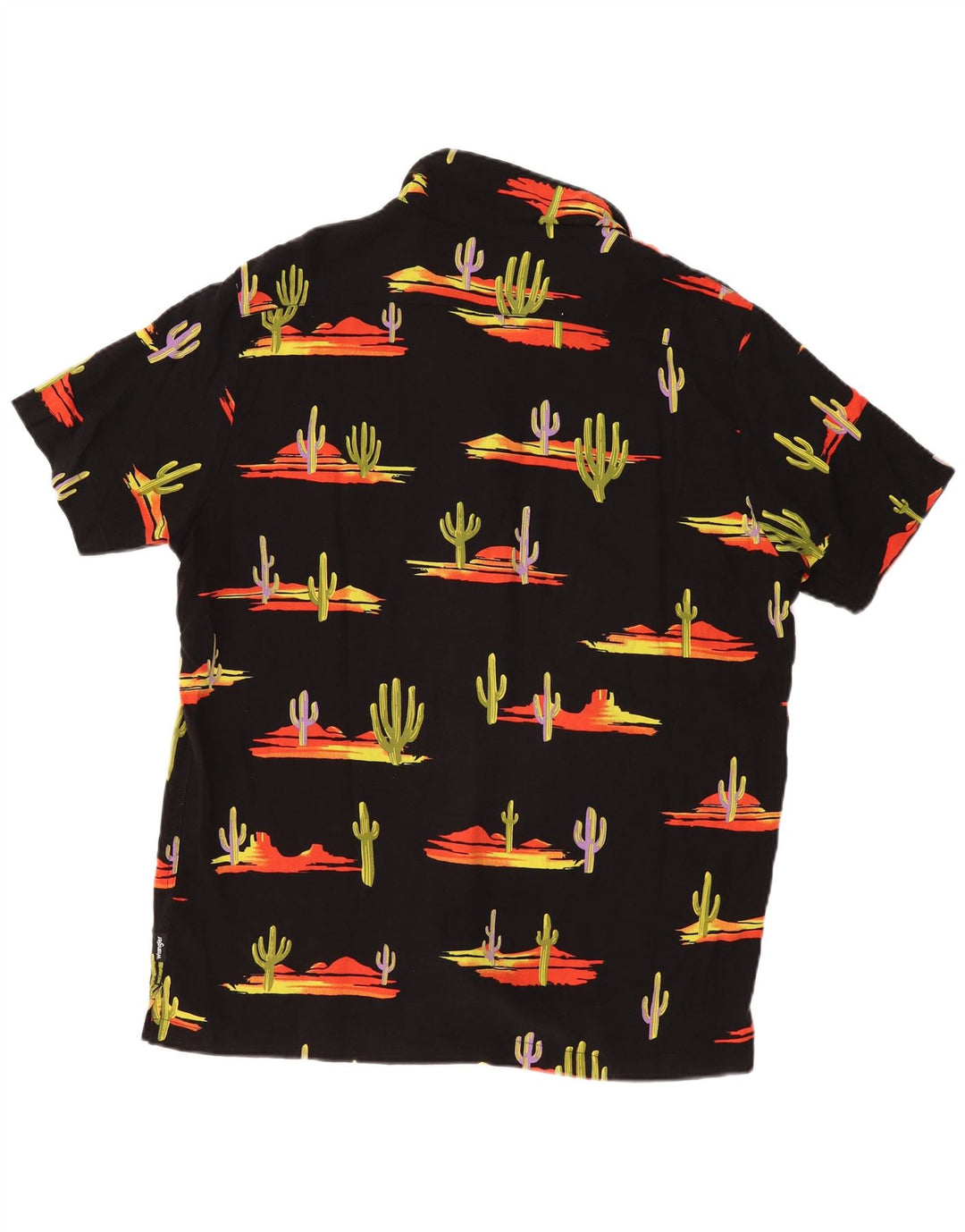 WRANGLER Cămașă cu mânecă scurtă pentru bărbați, cu model abstract, mare, neagră