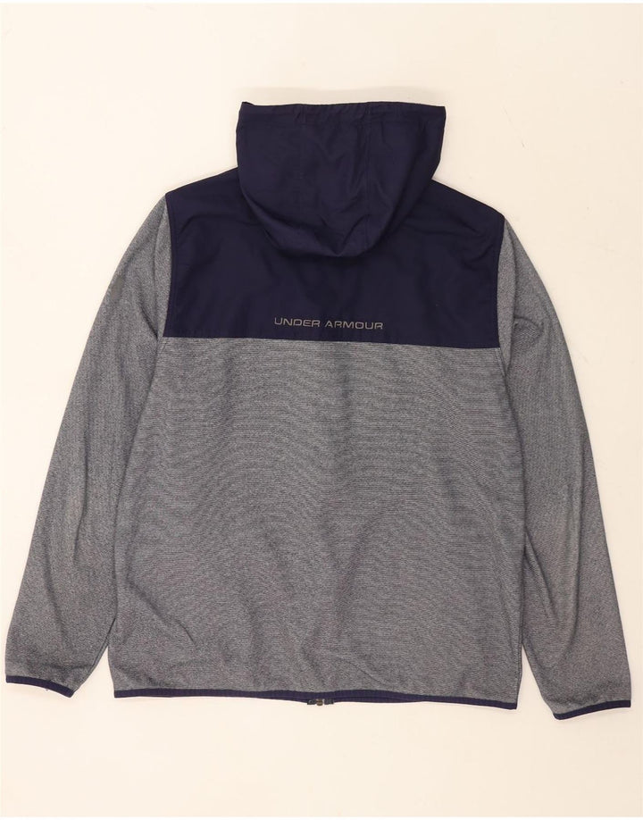 Pulover cu capotă cu fermoar Under Armour pentru bărbați, mare, gri, poliester color bloc