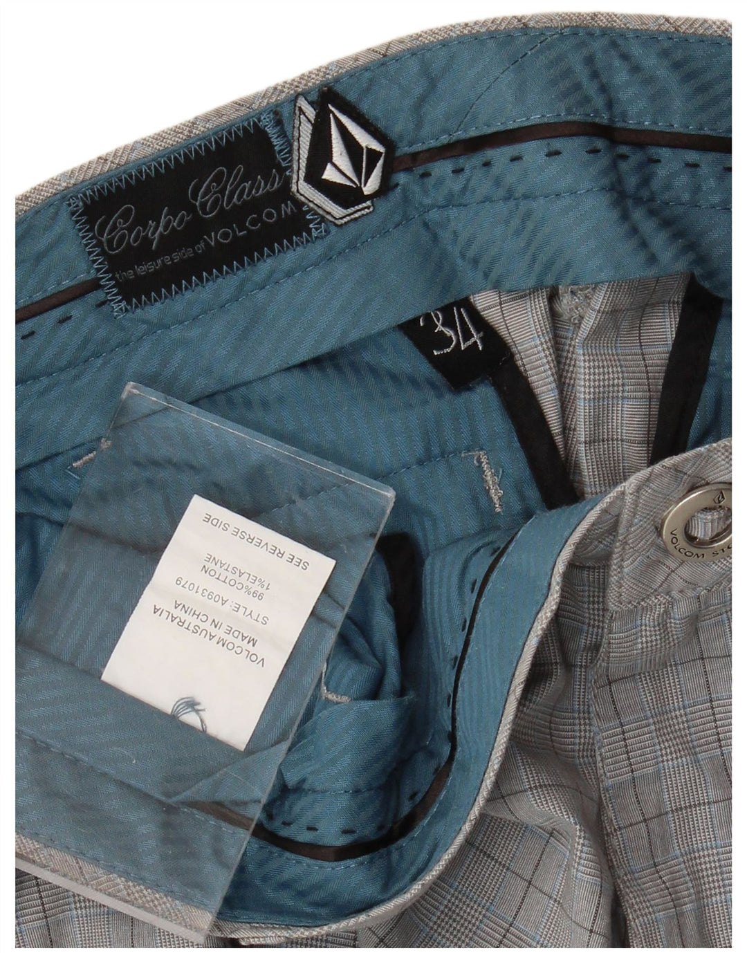 Pantaloni scurți chino pentru bărbați Volcom W34 Large, gri din bumbac