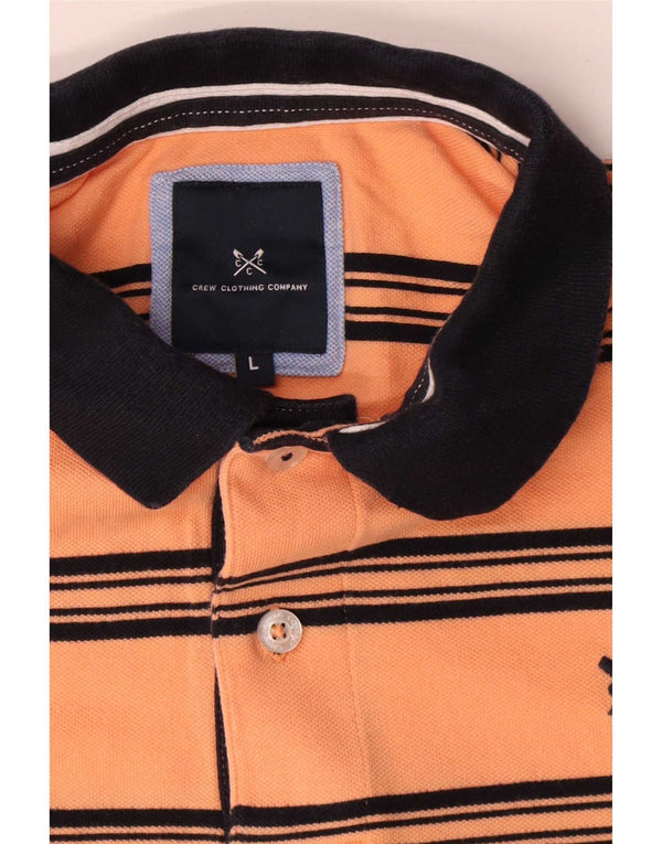 Crew Clothing Mens Polo Shirt Large Pink Striped Cotton