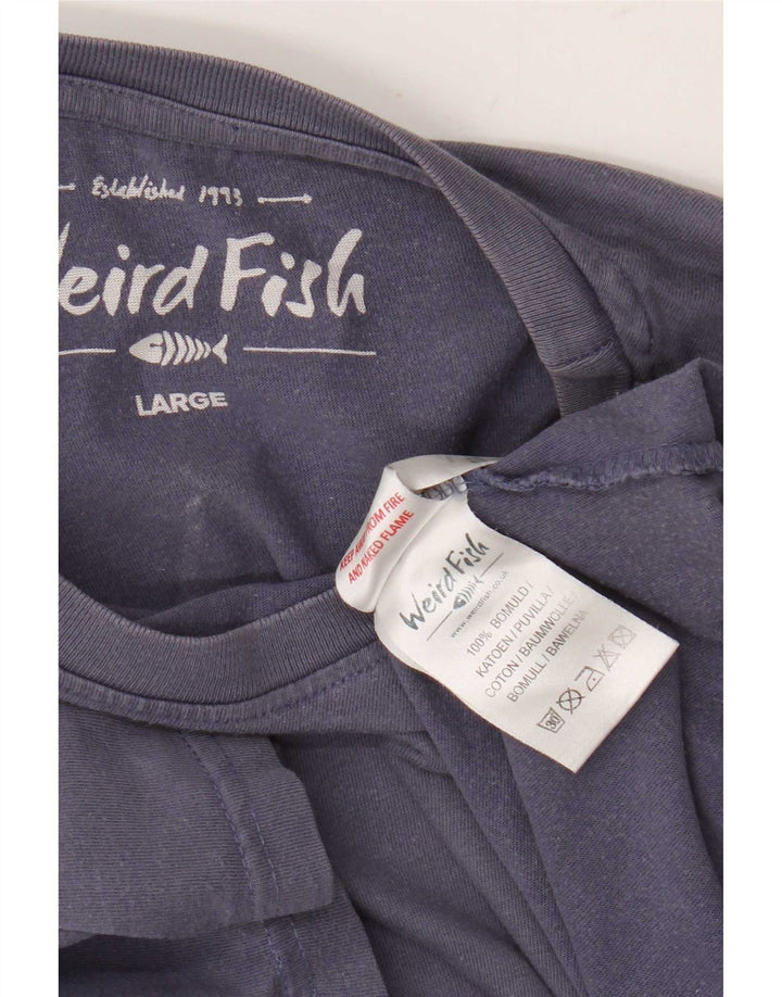 Tricou grafic pentru bărbați Weird Fish Top mare din bumbac violet