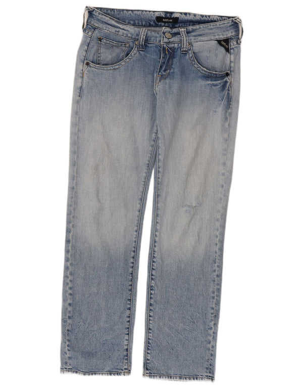 Replay Blugi Distressed drepte pentru femei W30 L30 Bumbac albastru