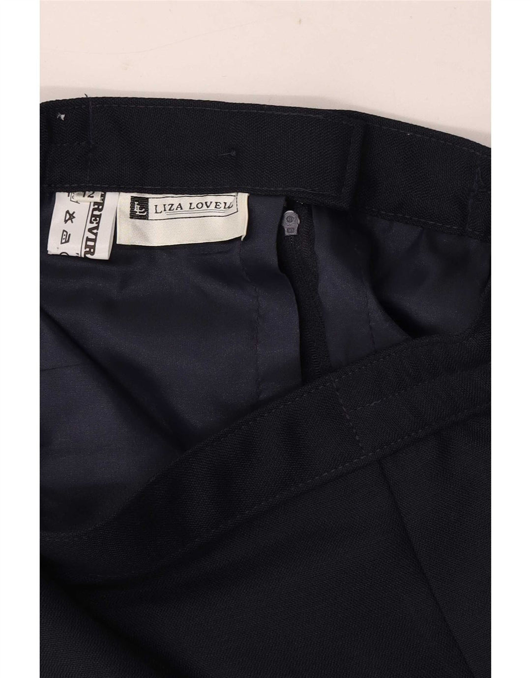 Fusta creion vintage pentru femei UK 12 Medium W28 Bleumarin Poliester