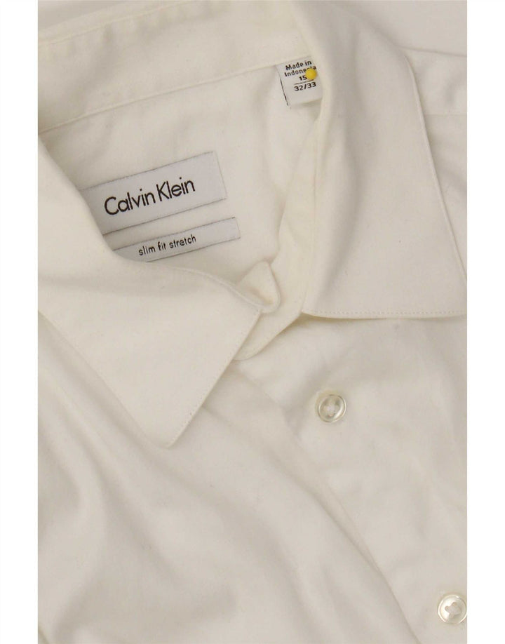 Cămașă pentru bărbați Calvin Klein Slim Fit Mărimea 15 Bumbac alb mediu
