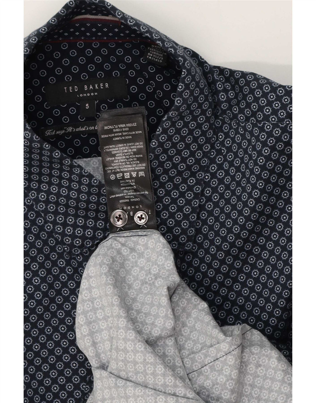 Cămașă pentru bărbați Ted Baker Mărimea 5 XL Bumbac geometric albastru bleumarin