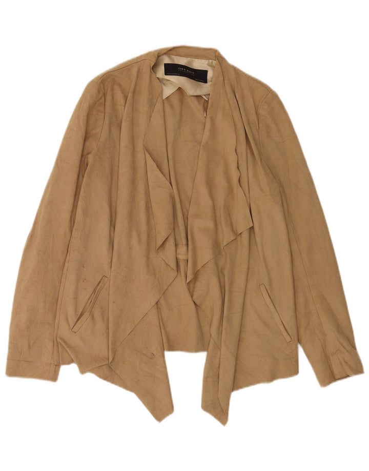 Pulover cardigan asimetric supradimensionat pentru femei Zara UK 10 Mic Bej