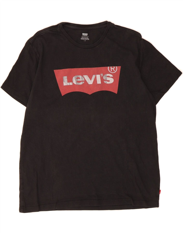 LEVI'S Mens Graphic T-Shirt Top Large Black Cotton Vintage Levi's and Second-Hand Levi's from Messina Hembry 