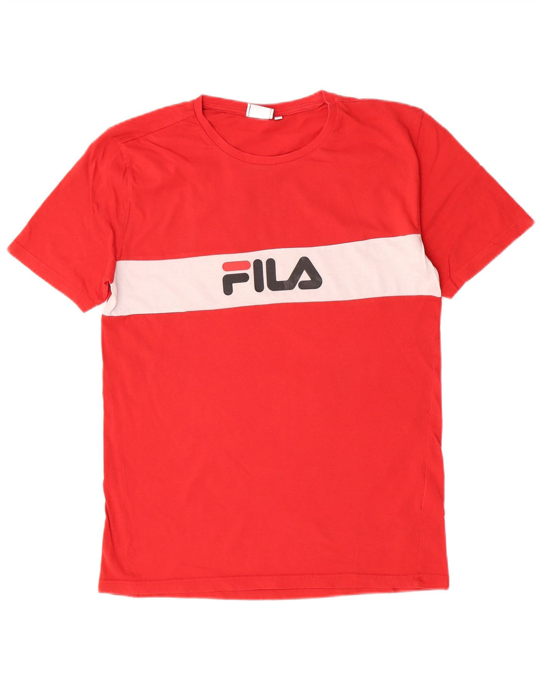 Tricou cu grafic Fila pentru bărbați Top mediu roșu din bumbac color bloc