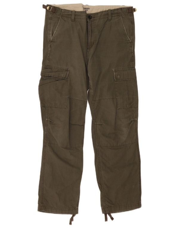 Pantaloni Carhartt pentru bărbați, drepti, W33 L30, bumbac cu dungi kaki
