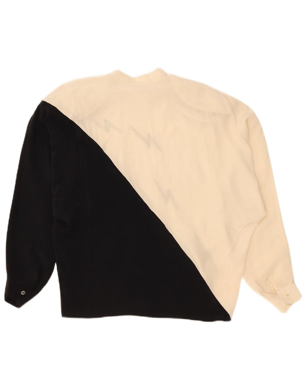 Bluză vintage cu mânecă lungă cu grafică pentru femei UK 16, mare, negru, color block