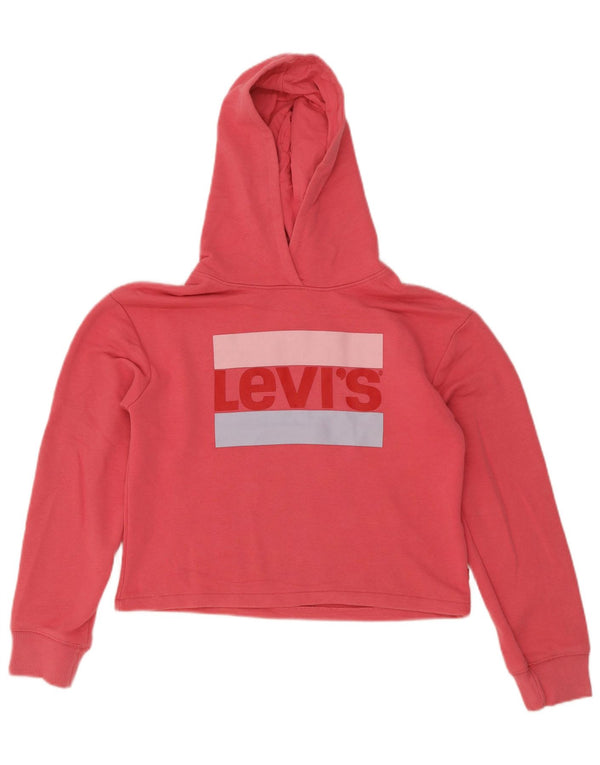 Pulover Levi's pentru fete Crop Graphic Hoodie 13-14 ani, bumbac roz