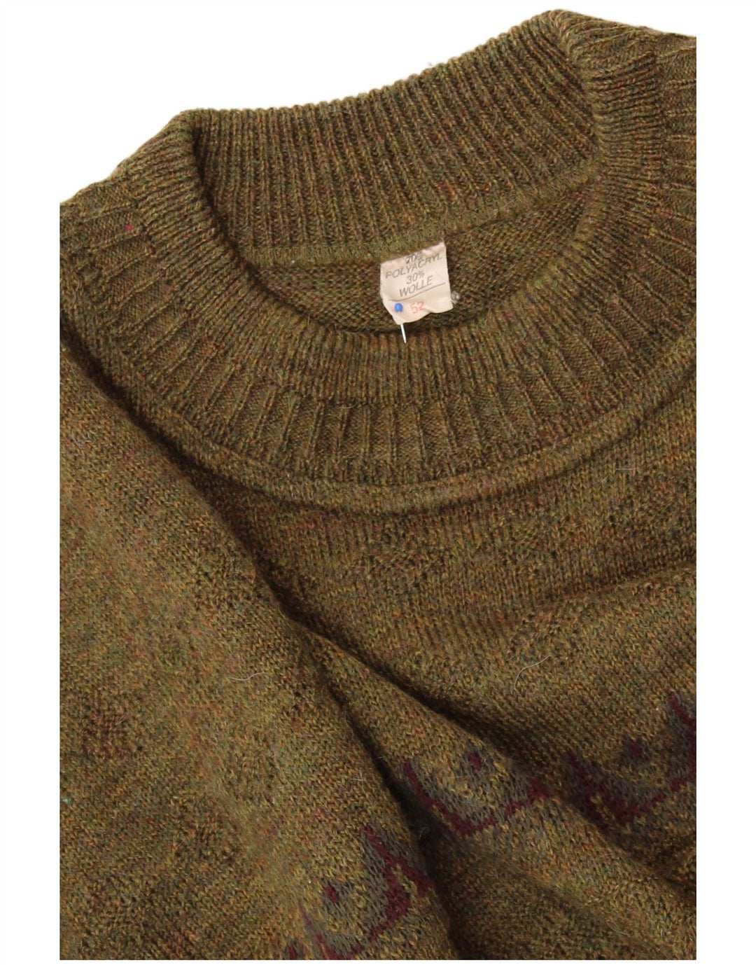 Pulover VINTAGE pentru damă cu gât roșu IT 52 2XL verde geometric