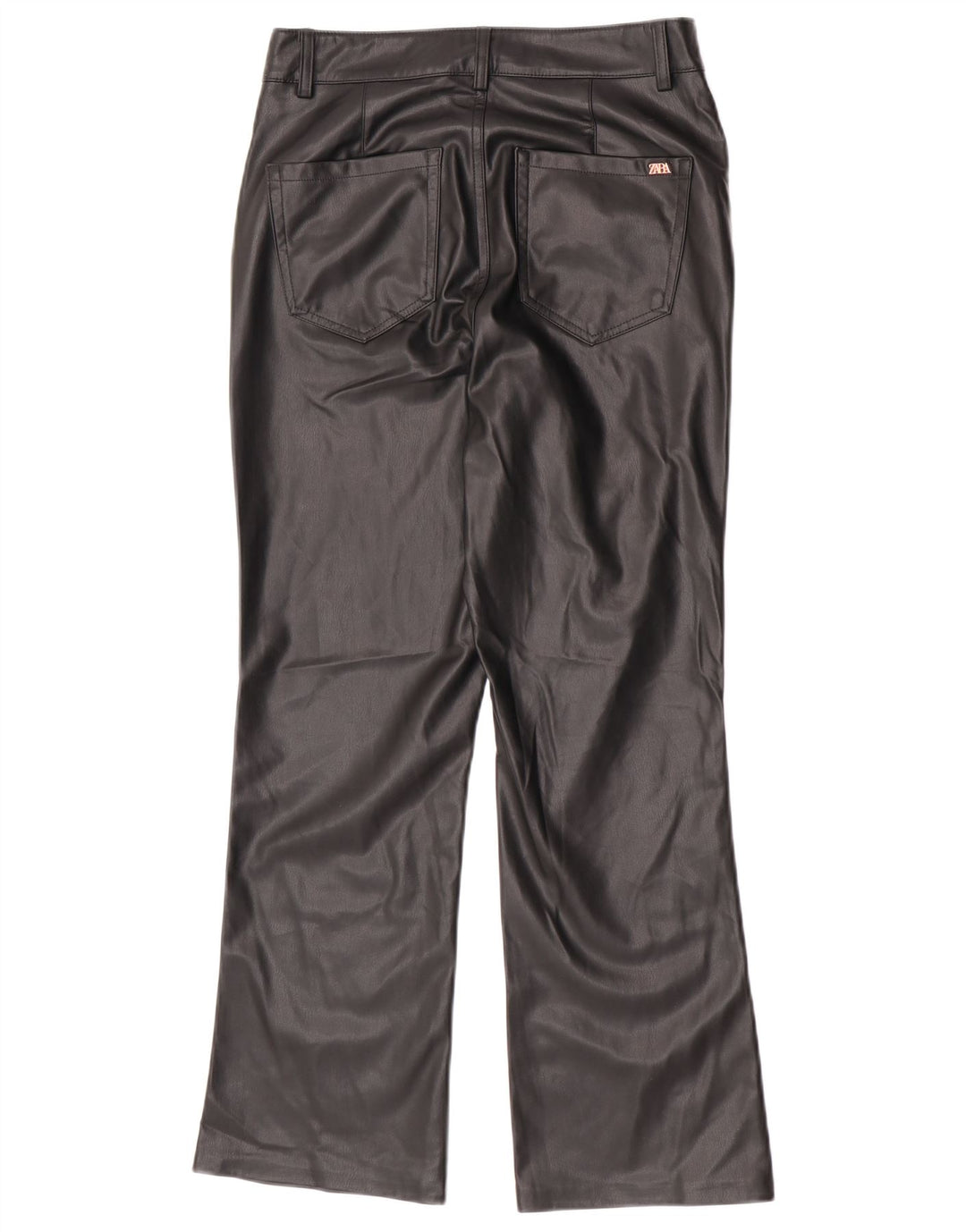 Pantaloni din piele artificială cu bootcut pentru femei Zara EU 38 Mici L28 L26 Negri