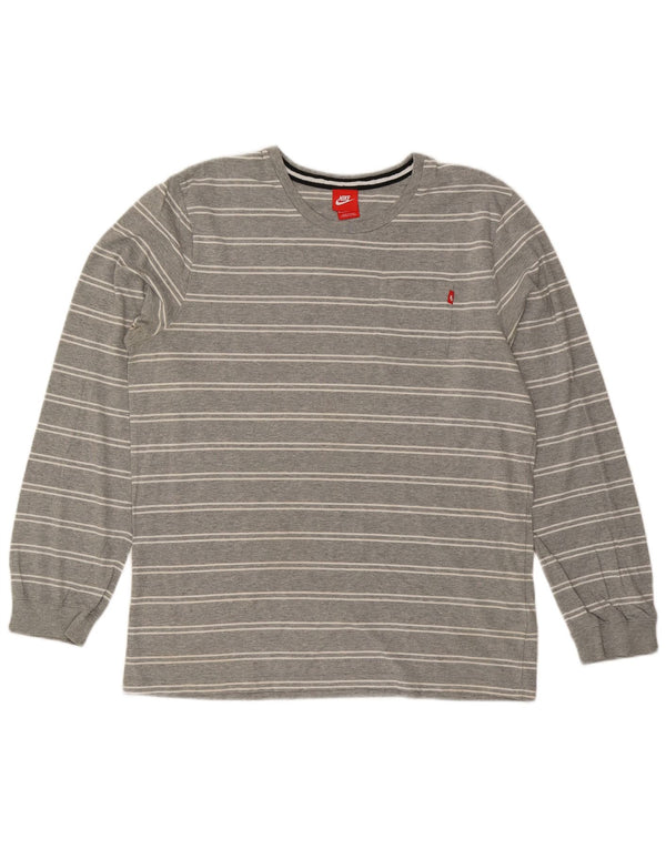 Top pentru bărbați Nike cu mânecă lungă XL, bumbac cu dungi gri