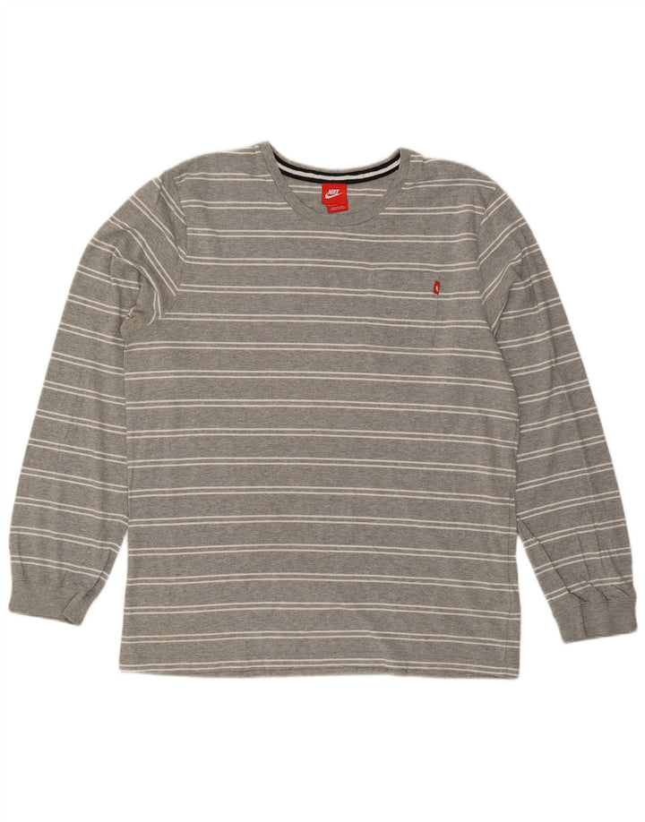 Top pentru bărbați Nike cu mânecă lungă XL, bumbac cu dungi gri