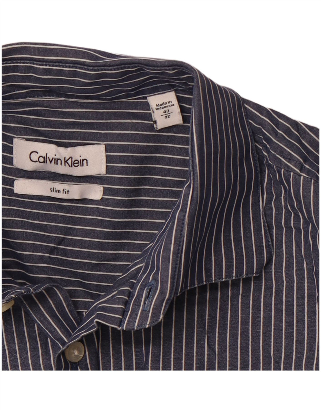 Cămașă pentru bărbați CALVIN KLEIN Slim Fit Mărimea 43, mare, bleumarin, cu dungi