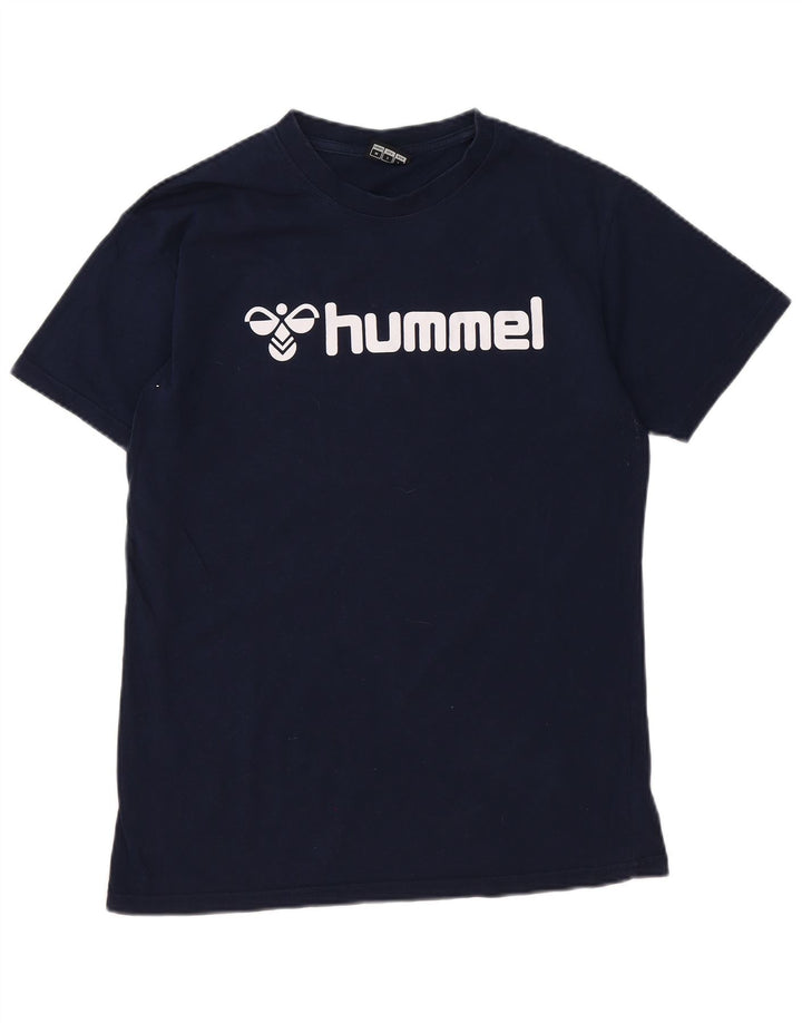 Tricou grafic pentru bărbați HUMMEL Top mediu din bumbac bleumarin