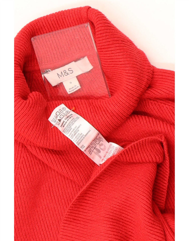 Marks & Spencer Pulover cu gât rulat pentru femei UK 10 Small Red Viscose