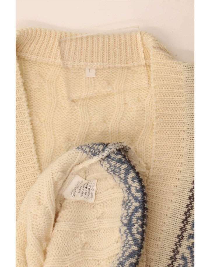 Vestă Vintage pentru bărbați, mare, alb, din lână Fair Isle