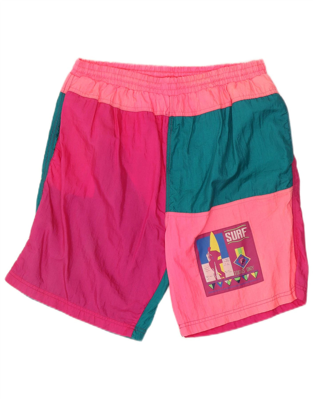 Costum de baie vintage pentru bărbați XL roz din poliamidă color bloc